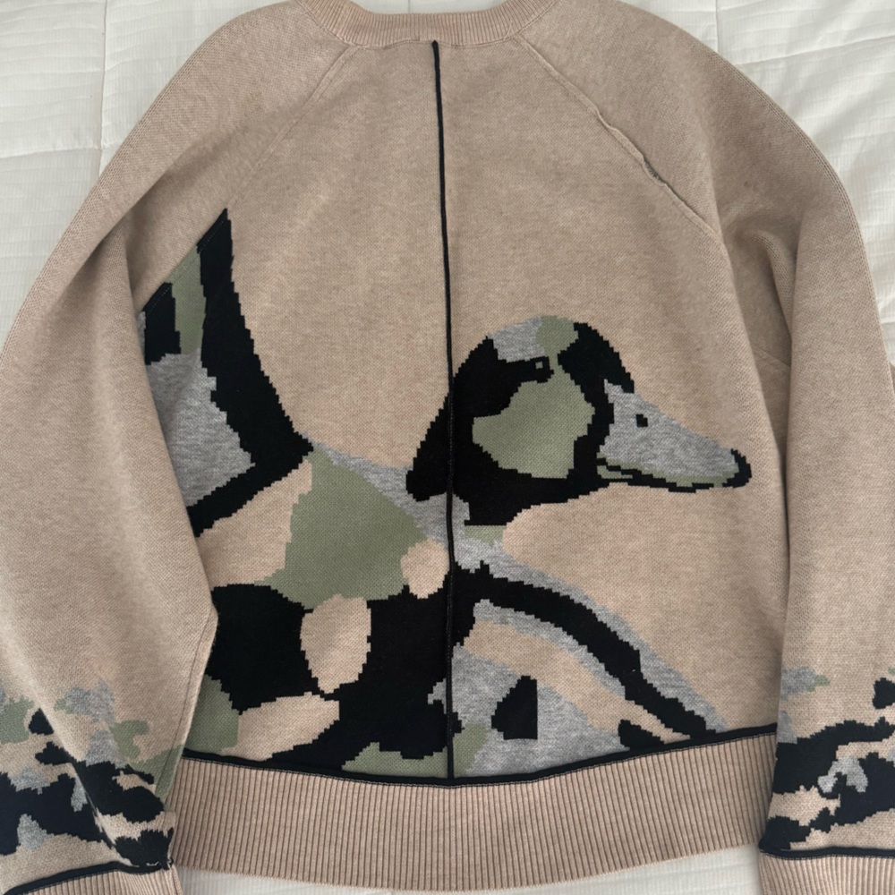 The Oaklyn Pilcro Beige Sweater with Bird and camouflage design - Picture 5 of 5